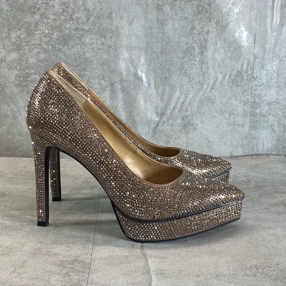 THALIA SODI Women's Pewter Bling Embellished Joey Pointed-Toe Platform Pumps - Picture 4 of 12